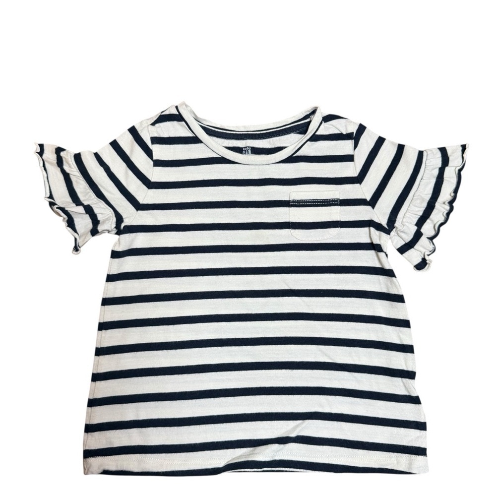babyGap Toddler Girl Striped Ruffle Sleeve Top Size 3Y Navy White